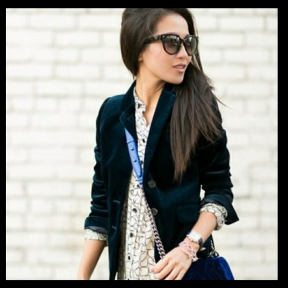 J. Crew Jackets & Blazers - J Crew Blue Velvet 3 Button Blazer